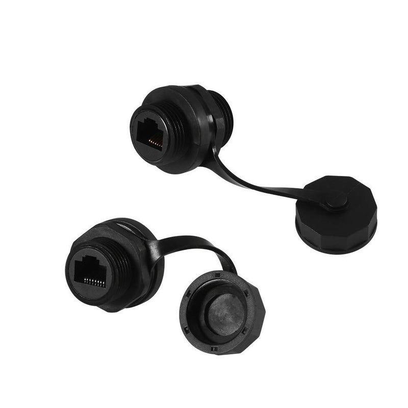 UMLIFE 2PCS RJ45 Ethernet LAN Cable Connector CAT6 Shielded Industrial Panel Mount Bulkhead Feed Thru Coupler with Waterproof IP67 Dustproof Cap Outdoor Industrial Standard - Image 1